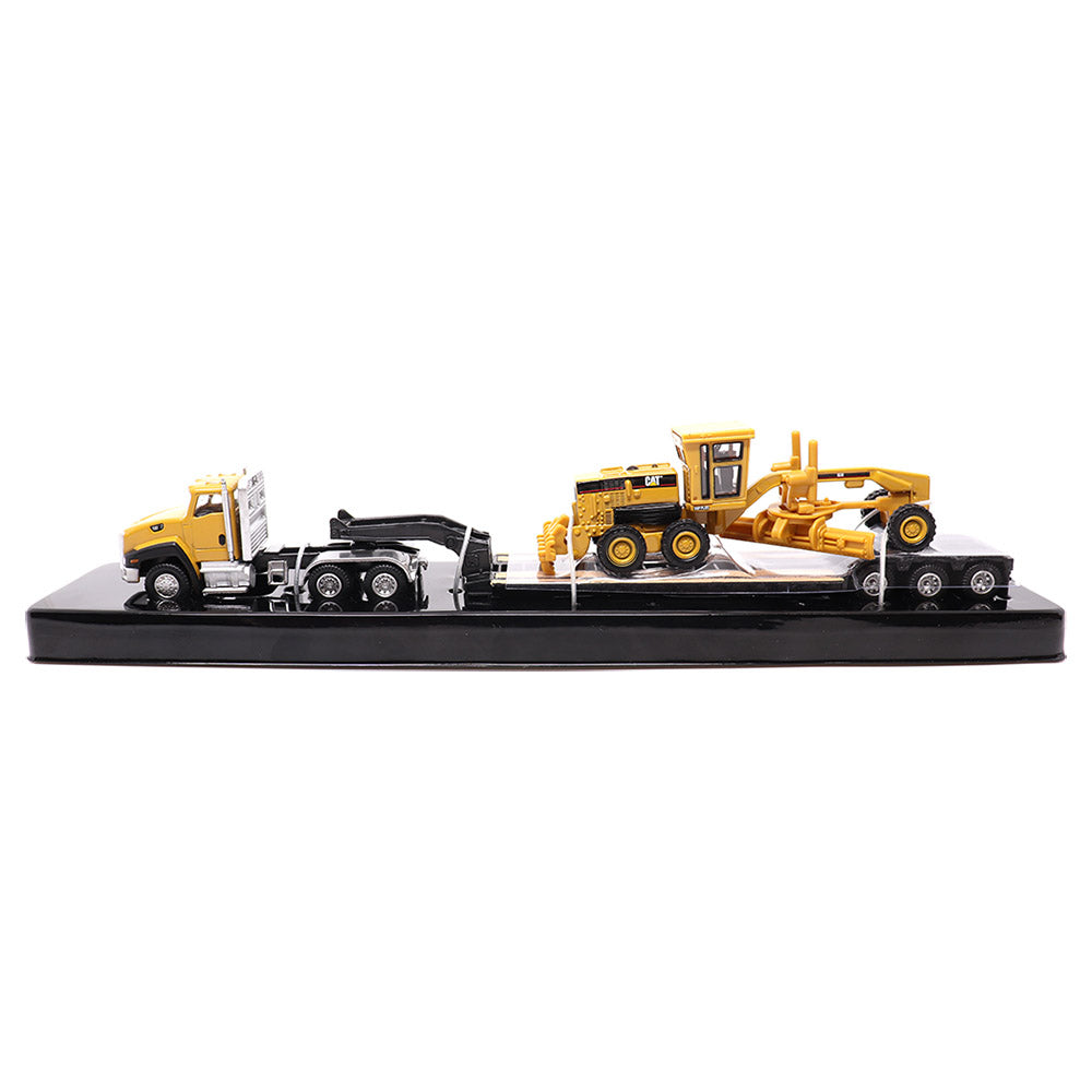 1:87 Scale Cat CT660 Day Cab Tractor with Lowboy Trailer and Cat 163H Motor Grader