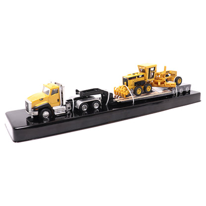 1:87 Scale Cat CT660 Day Cab Tractor with Lowboy Trailer and Cat 163H Motor Grader