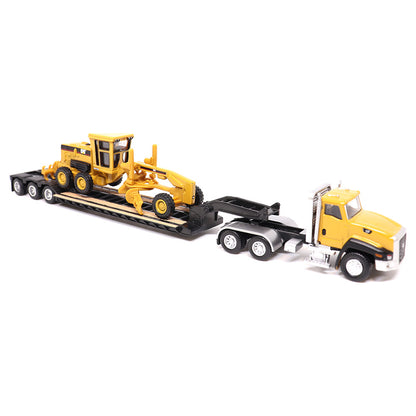 1:87 Scale Cat CT660 Day Cab Tractor with Lowboy Trailer and Cat 163H Motor Grader