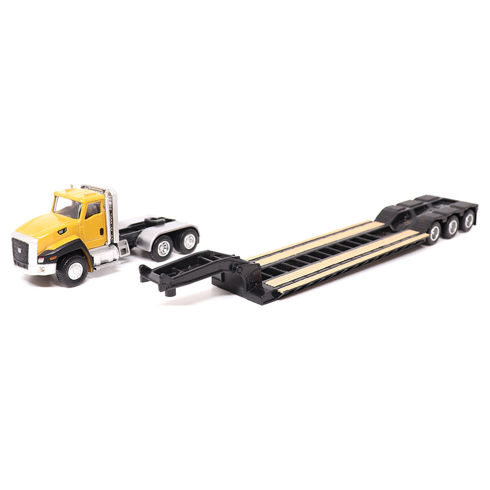 1:87 Scale Cat CT660 Day Cab Tractor with Lowboy Trailer and Cat 163H Motor Grader